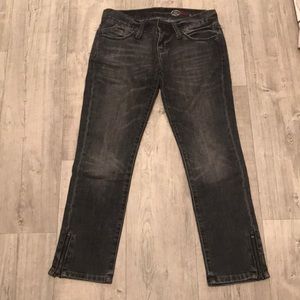 GAP Black Distressed Zip Hem Jeans